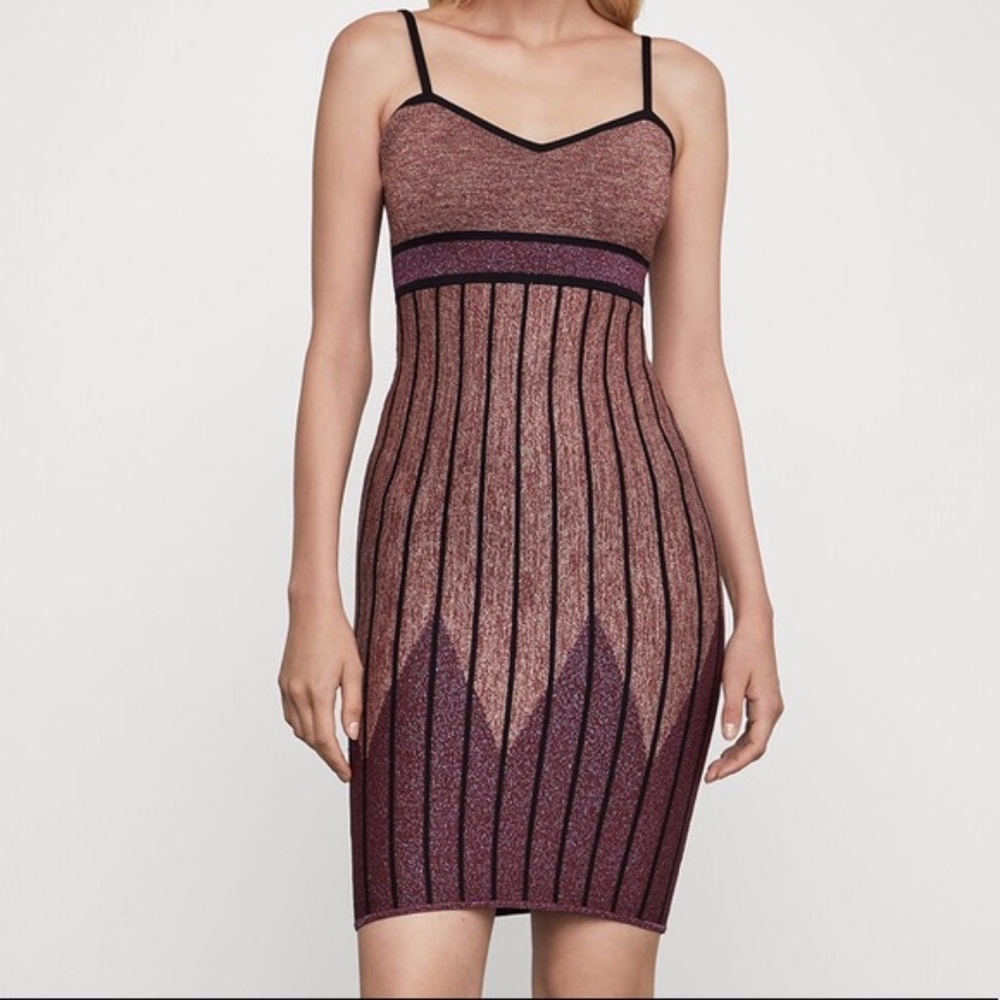 BCBG BCBGMaxAzria Dress Bodycon Cocktail Wedding Prom Metallic Sparkles Stretch